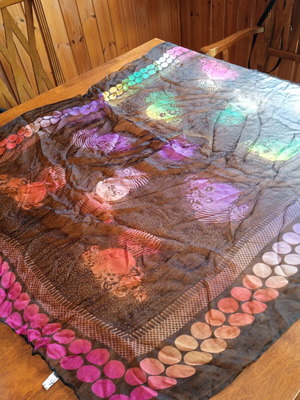 Silk women's large scarf like new, multicolored
