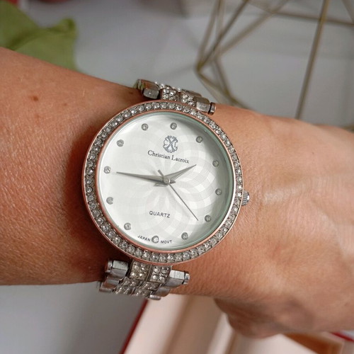 Christian Lacroix women's watch used, silver quartz