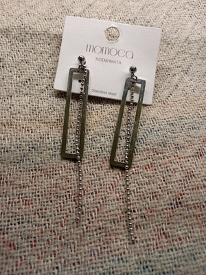 Обеци Momoka от неръждаема стомана нови, сиви