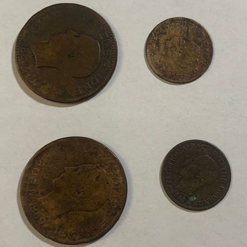 Greek coins 1869 10 and 2 lepta used, set of 4