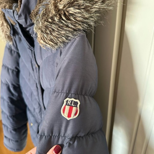Down jacket with fur composition Polo, blue, size medium