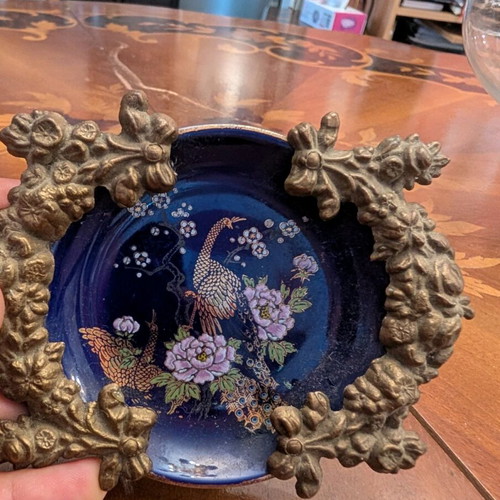 Collectible ashtrays with floral porcelain center, like new, set of 2