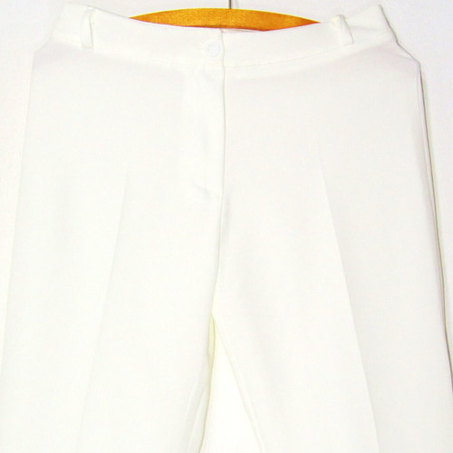 Crop pants flared white new, medium-large with zipper