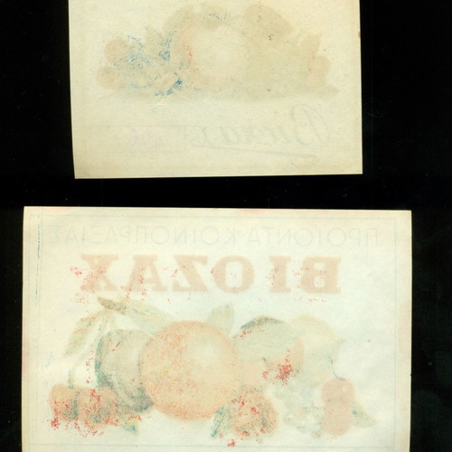 Biozax labels used, vintage 1950-1955, set of 2 pieces