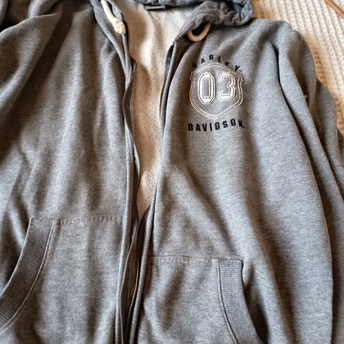 Harley Davidson grey zip-up hoodie XL, authentic