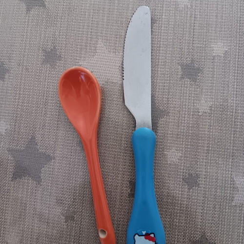 Children's knife and spoon used