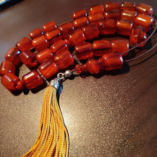 Mastic komboloi worry beads with silk tassel