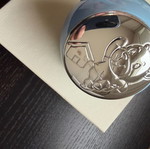 Pacifier Box new, plastic with silver, blue
