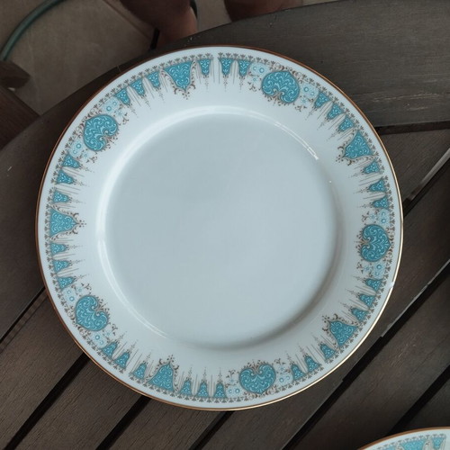 Noritake Bluetide 2256 dinner plates set of 4 used, Japan