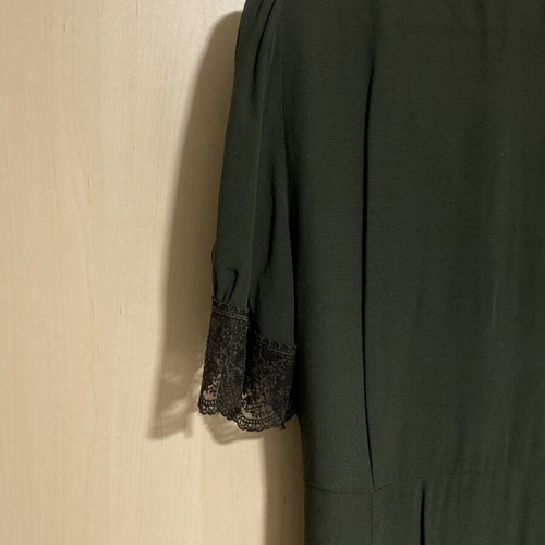 Zara long green dress with black lace new
