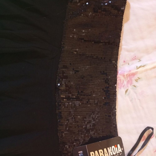 Paranoia black asymmetric mini skirt
