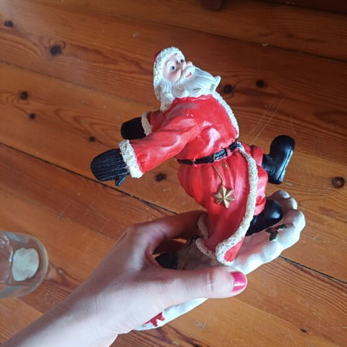 Santa Claus Christmas Tabletop Bottle Holder with 500ml Glass Bottle