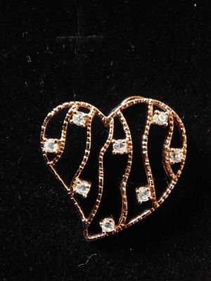 Heart pendant new with zircon, silver with pink gold plating