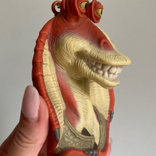 Vintage Star Wars Jar Jar Binks coin purse used, 1999 Applause