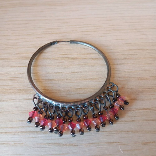 Hoop earrings used, multicolor, diameter 4cm, length 6cm