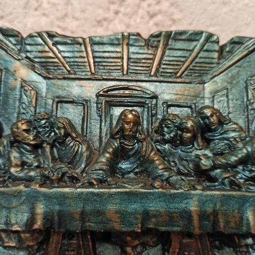 Last Supper embossed like new, two-tone wall hanging