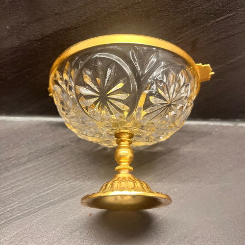 Vintage ashtray like new made of lead crystal and bronze