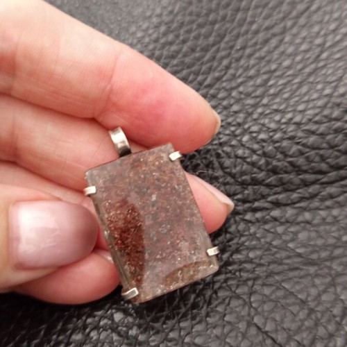 Silver necklace with rare energy quartz crystal new