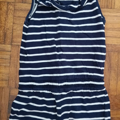 Orchestra cotton playsuit used, blue with white stripes, 3 years