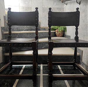 Καρέκλες καρεκλοπολυθρόνες ξύλο μασίφ δερμάτινες αυθεντικό δέρμα ξύλινες