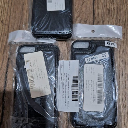Leather case black for iPhone 6S with card slots new, 3 pcs