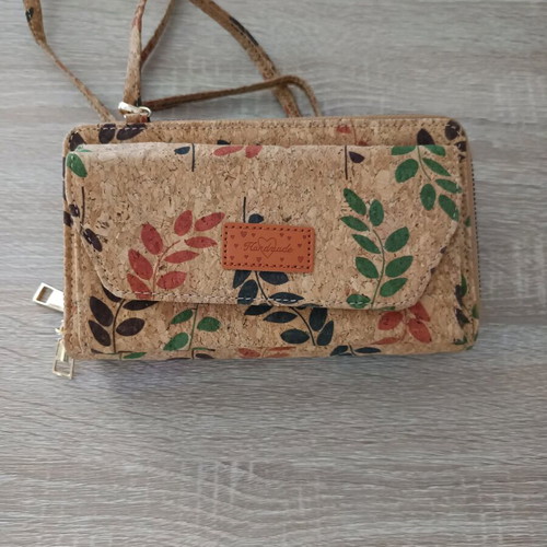 Cork bag A To Z Greek new, beige with drawings