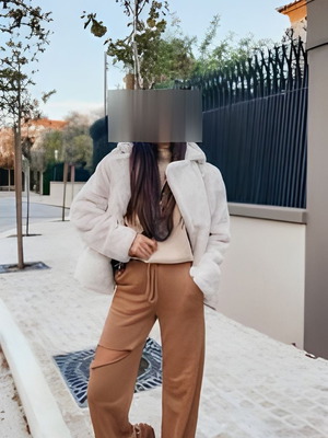 Waisted ribbed trackpants brown new with side pockets and slit