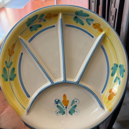Handmade Caltagirone plate used, Sicily with small marks