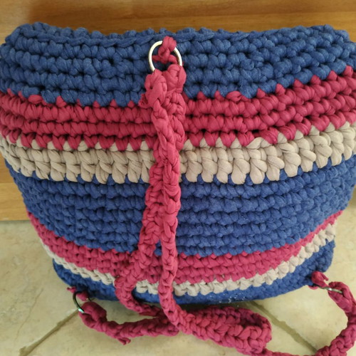 Handmade knitted colorful backpack bag new