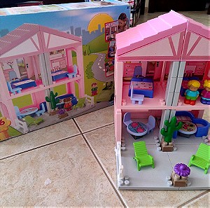 Ecoiffier Τουβλάκια Abrick Μοντέρνο Σπίτι με κήπο 56τμχ τύπου Playmobil