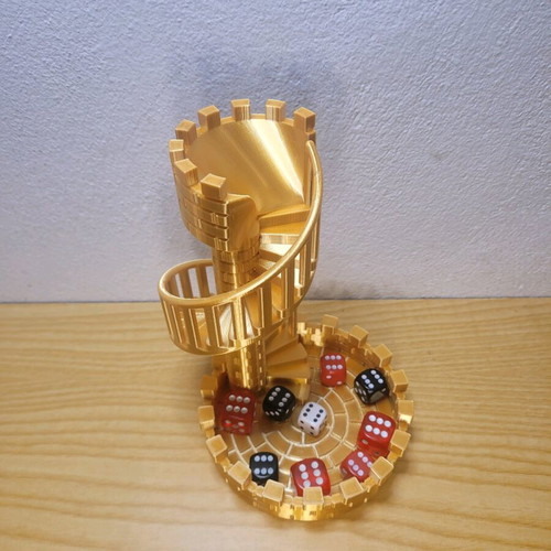 Dice Tower Castle Stairs Premium Gold new