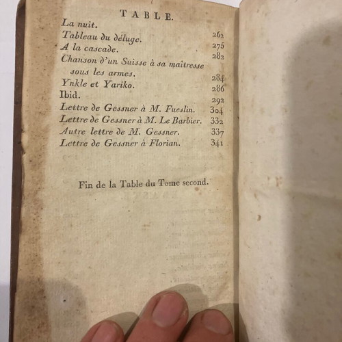 French books 3 volumes used, OEUVRES COMPLETES DE SALOMON GESSNER 1807