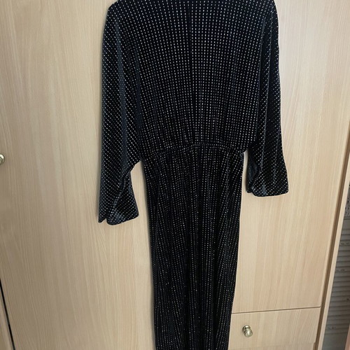 Pull & Bear dress XS black velvet with metallic thread, like new