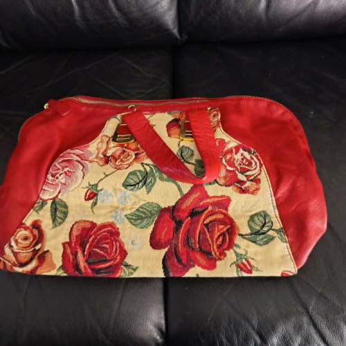 Italian leather and fabric handbag and shoulder bag new