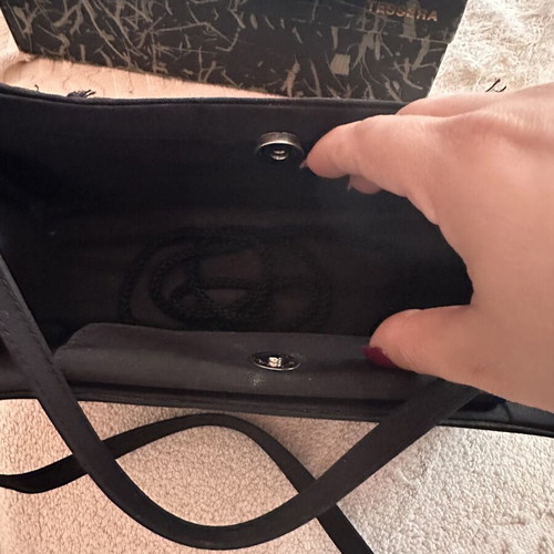 Handbag used black with floral decoration