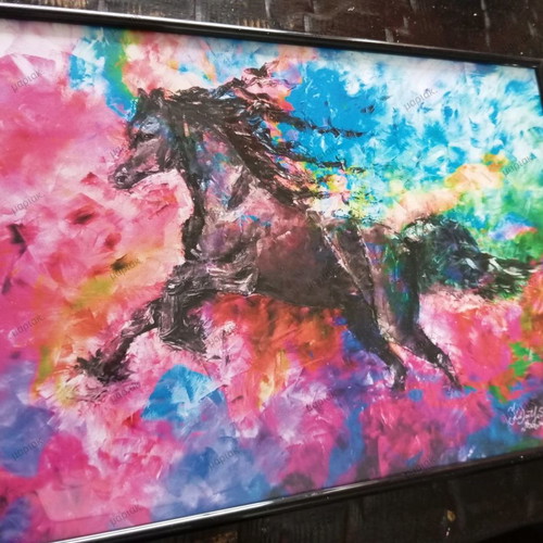 Digital painting Run free framed 30x40cm new