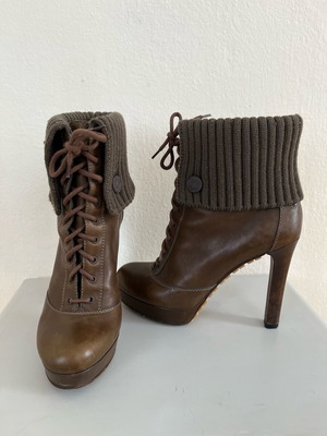 Gucci women's ankle boots used, brown, size 37.5, 11.5 cm heel