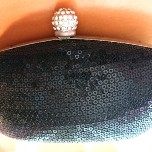 Evening bag like new, black shiny handheld