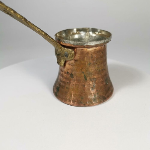 Copper Greek coffee pot used with vintage bronze handle