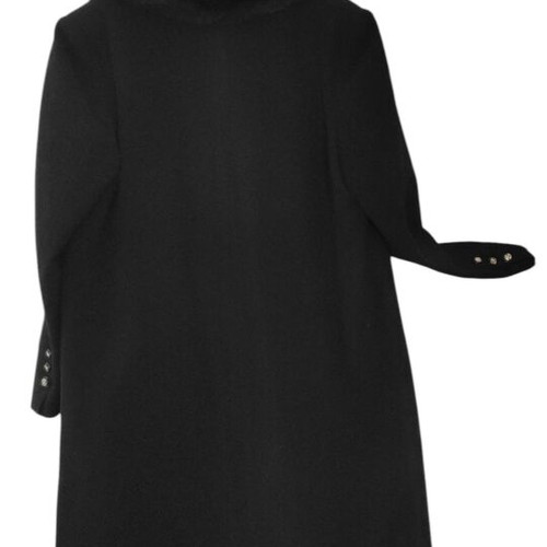 Vintage long coat with synthetic fur collar like new, black, size XXXL