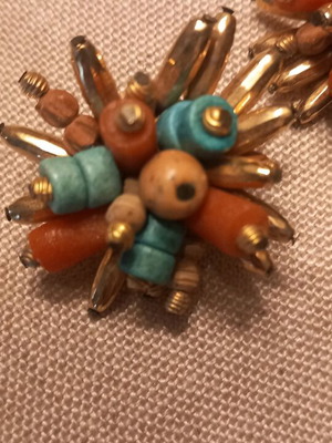 Earrings with coral and turquoise like new, impressive
