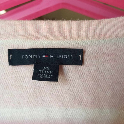 Tommy Hilfiger sweater used, white and pink striped, size XS
