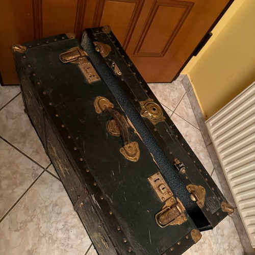 Vintage Metal Trunk Used with Industrial Character