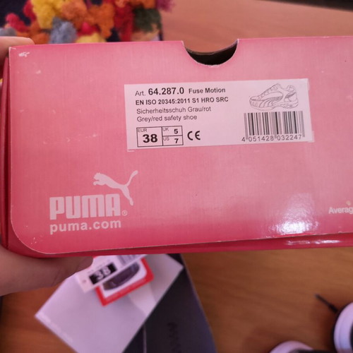 Puma women's safety shoes with aluminum toe cap like new, size 38