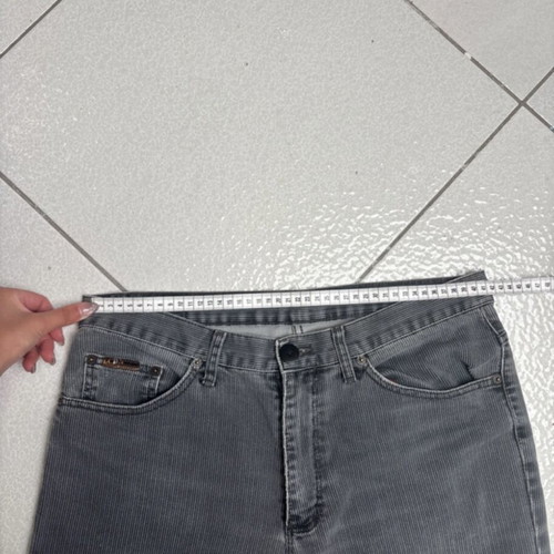 Vintage grey striped straight fit jeans used, size M