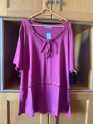 Blouse red apple color new with designs, size XL