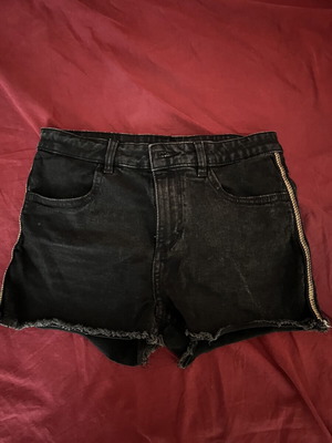 H&M Denim Shorts black with gold trims size 11-12 years