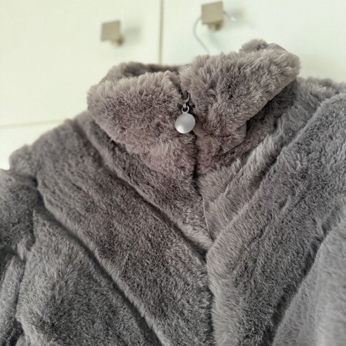 Dark gray faux fur jacket Small like new with zipper