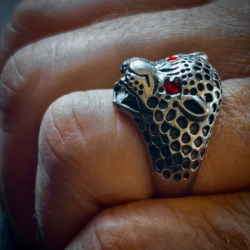 Red-Eyed Leopard Stainless Steel Ring US 9, M FORGE