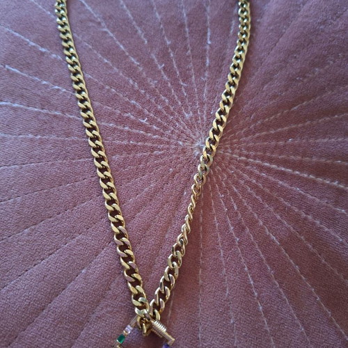 Stainless Steel Necklace with Thick Chain and Multicolor Clasp like new
